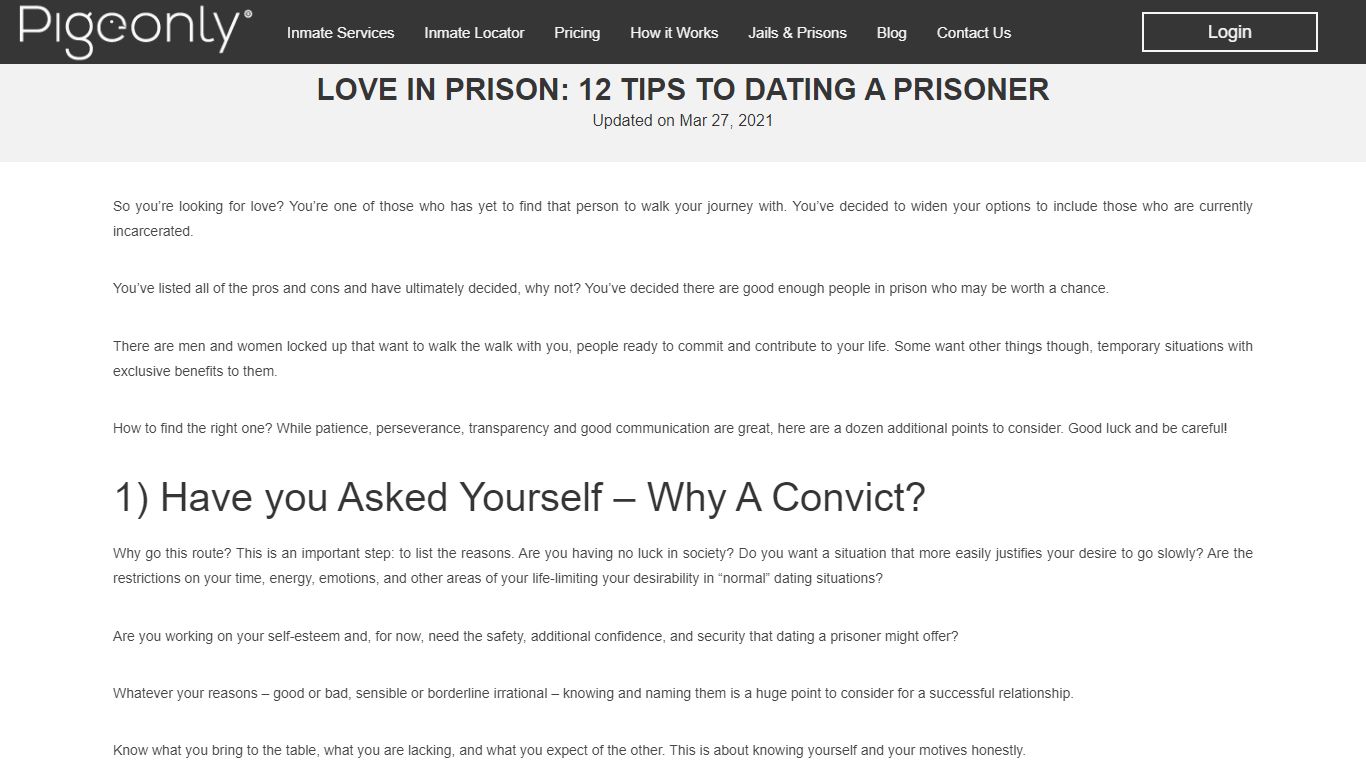 12 TIPS TO DATING A PRISONER | Pigeonly